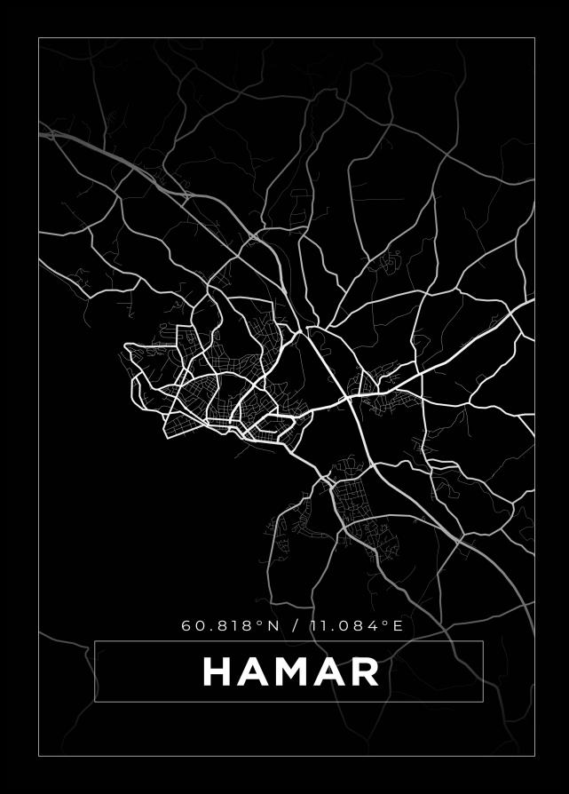 Bildverkstad Map - Hamar - Black Poster