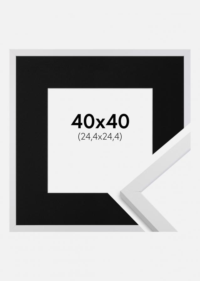 Ram med passepartou Frame Trendy White 40x40 cm - Picture Mount Black 10x10 inches