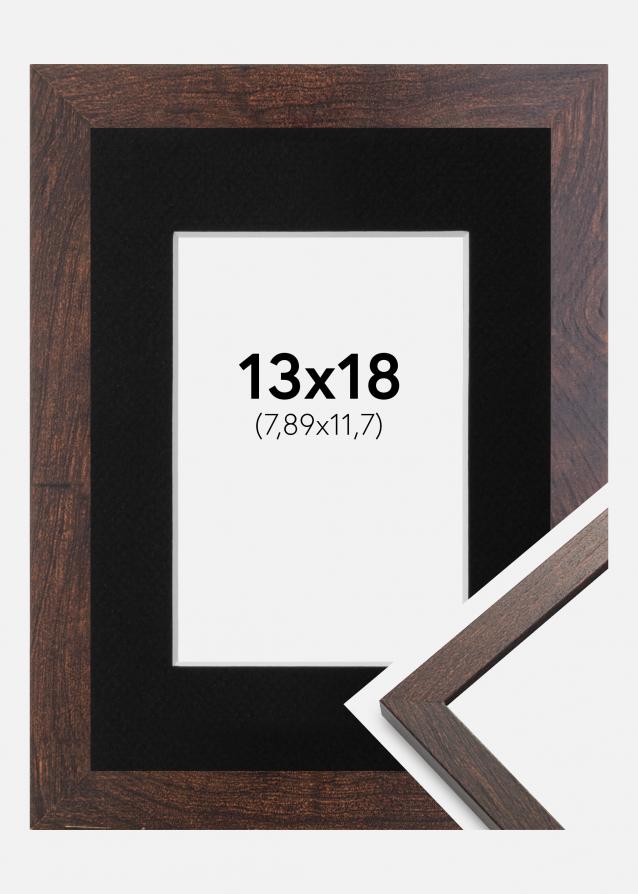 Ram med passepartou Frame Trendy Walnut 13x18 cm - Picture Mount Black 3.5x5 inches