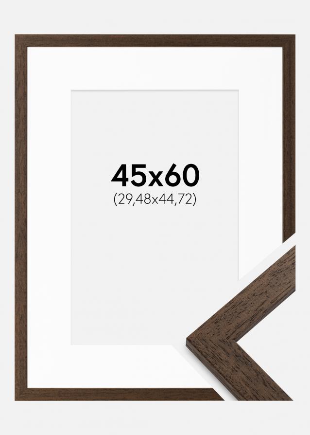Ram med passepartou Frame Brown Wood 45x60 cm - Picture Mount White 12x18 inches