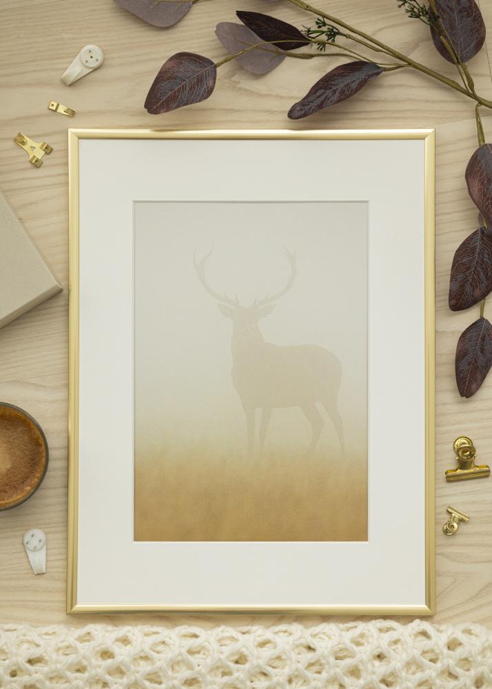 Ram med passepartou Frame New Lifestyle Shiny Gold 50x70 cm - Picture Mount White 16x24 inches