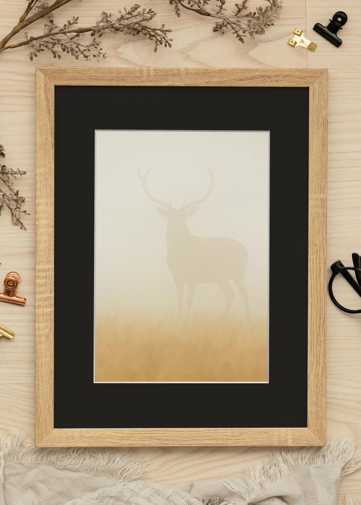 Ram med passepartou Frame Fiorito Light Oak 50x60 cm - Picture Mount Black 35x45 cm