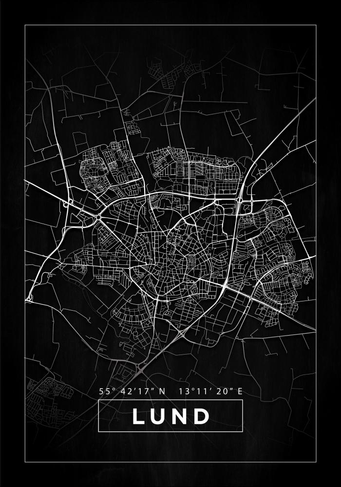 Bildverkstad Map - Lund - Black Poster