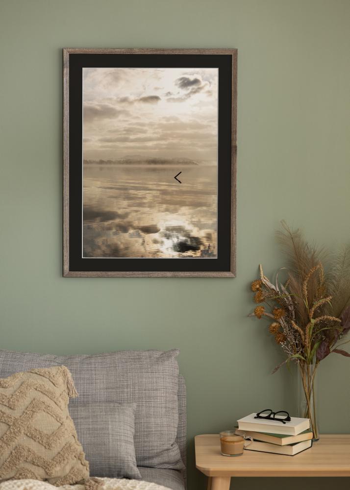 Ram med passepartou Frame Fiorito Walnut 50x60 cm - Picture Mount Black 35x45 cm