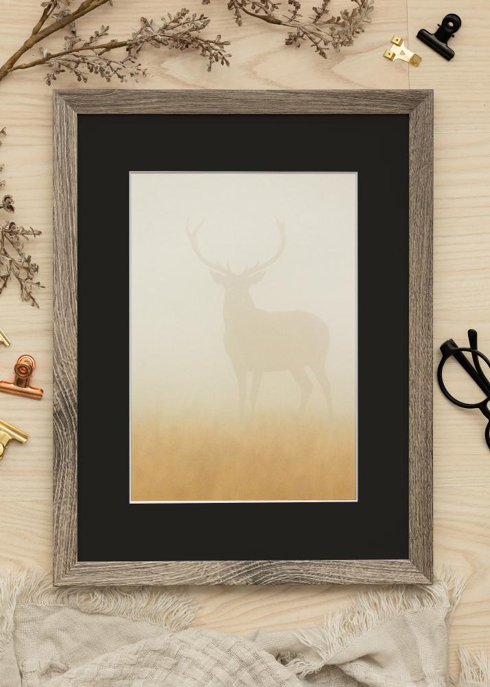 Ram med passepartou Frame Fiorito Walnut 50x60 cm - Picture Mount Black 35x45 cm