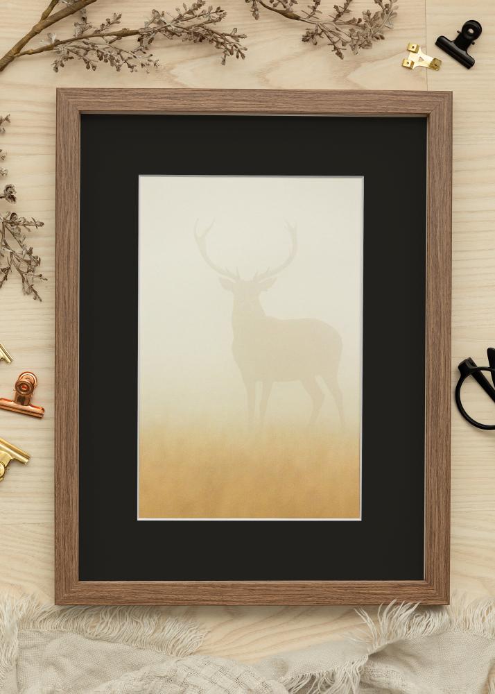 Ram med passepartou Frame Fiorito Dark Oak 42x59.4 cm (A2) - Picture Mount Black 25x38 cm