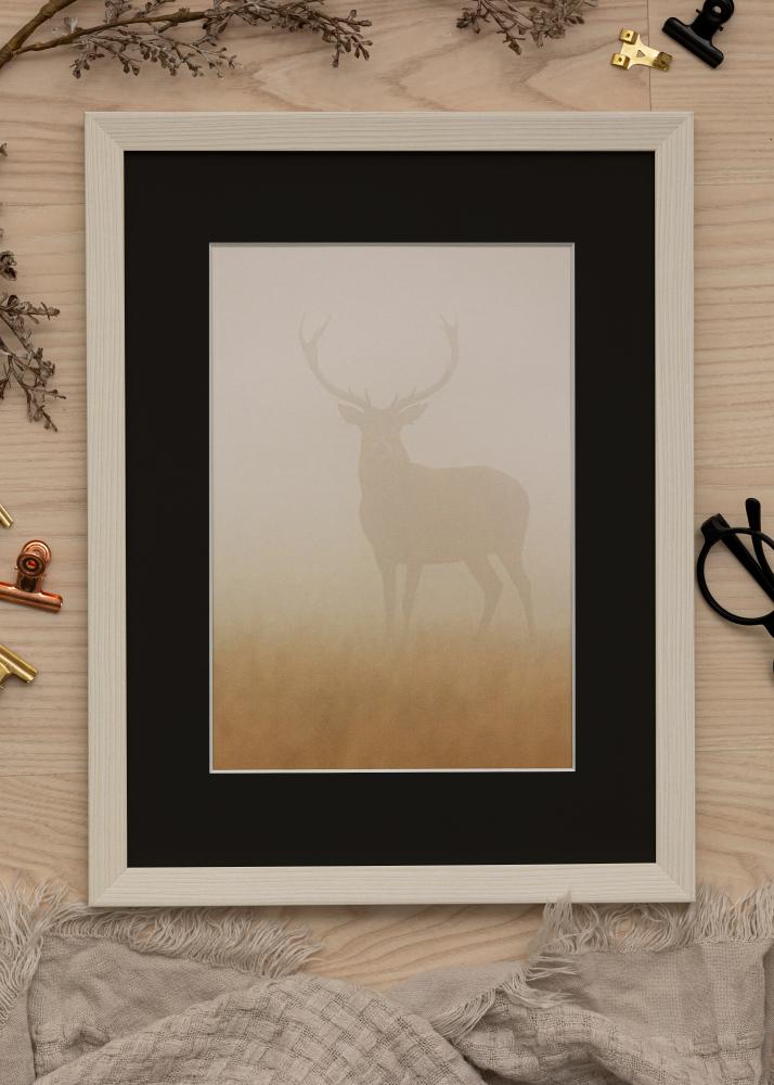 Ram med passepartou Frame Fiorito White 50x60 cm - Picture Mount Black 16x20 inches