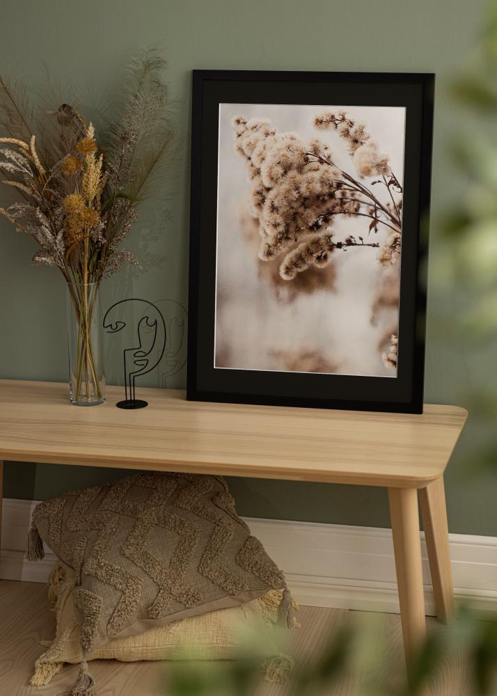 Ram med passepartou Frame Black Wood 32x45 cm - Picture Mount Black 10x12 inches