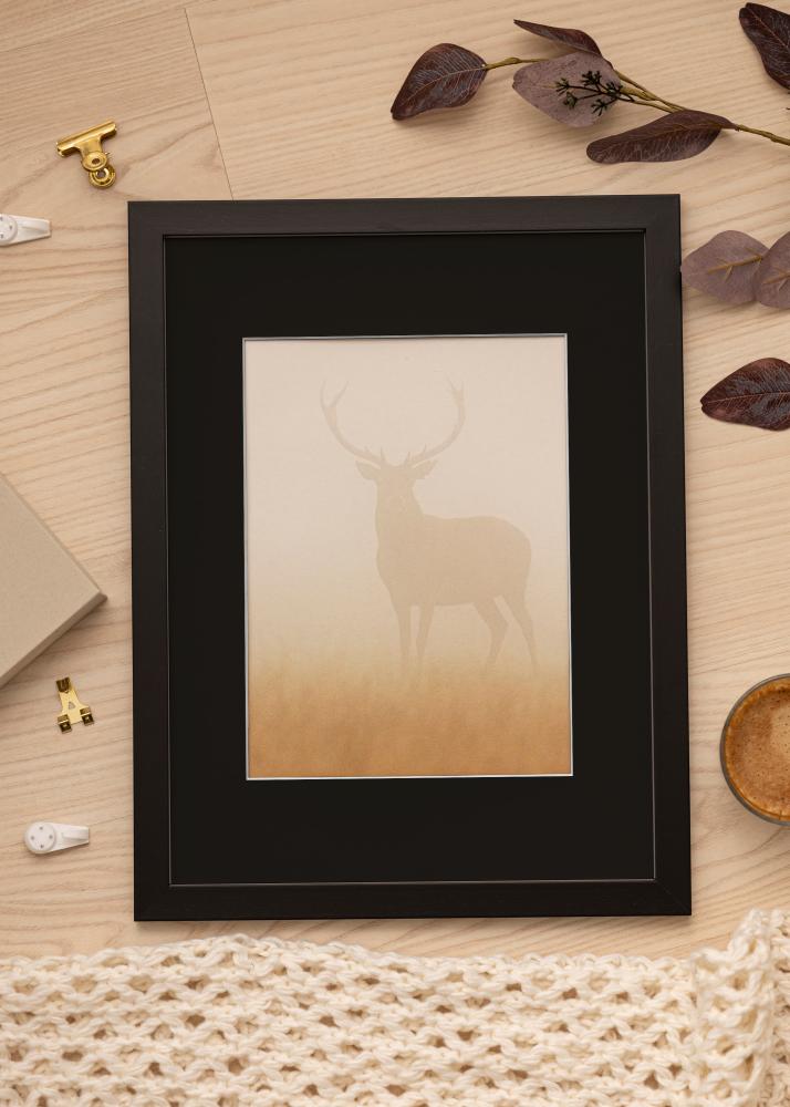 Ram med passepartou Frame Black Wood 40x70 cm - Picture Mount Black 28x58 cm