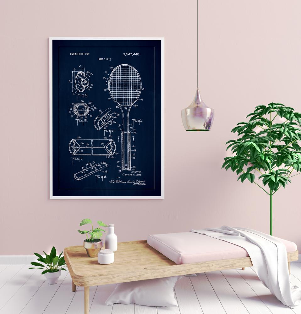 Bildverkstad Patent Print - Tennis Racket - Blue Poster