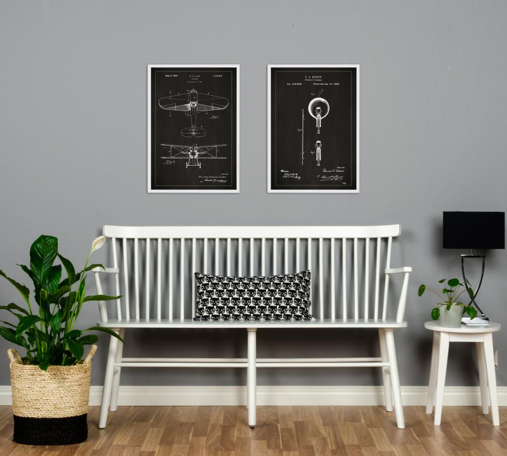 Bildverkstad Patent drawing - Lightbulb B - Black Poster