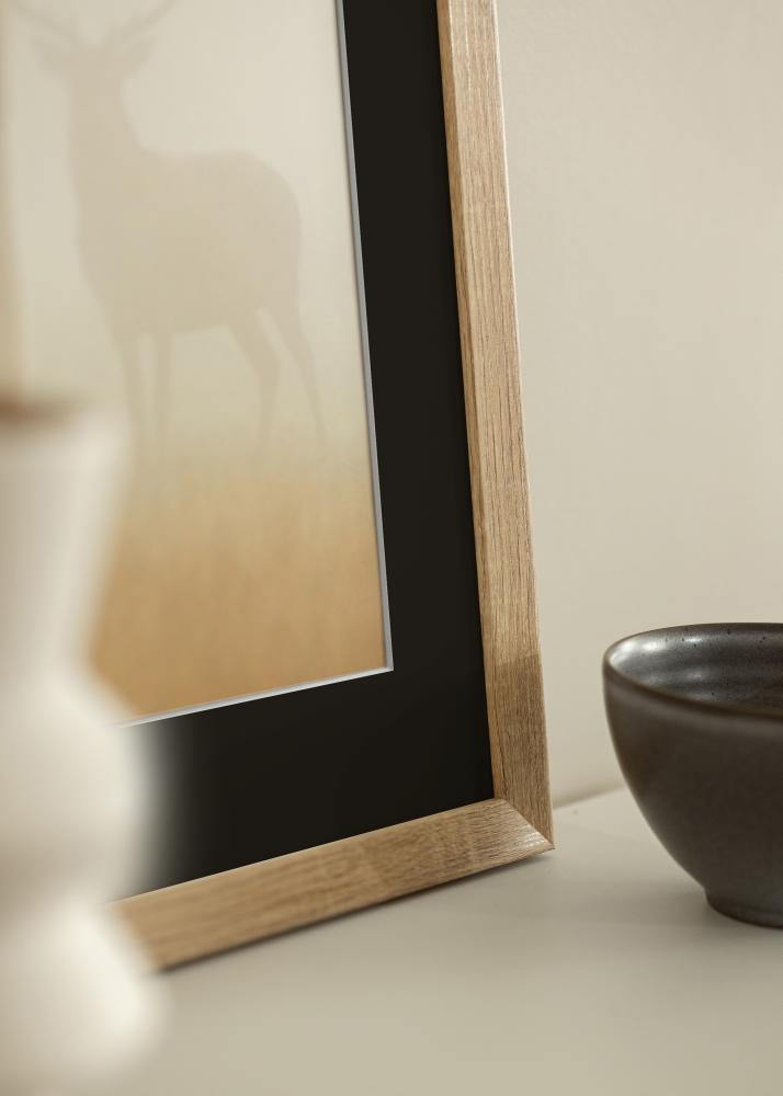 Ram med passepartou Frame Fiorito Light Oak 50x60 cm - Picture Mount Black 35x45 cm