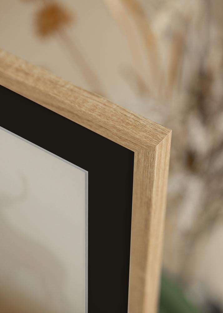 Ram med passepartou Frame Fiorito Light Oak 50x60 cm - Picture Mount Black 35x45 cm