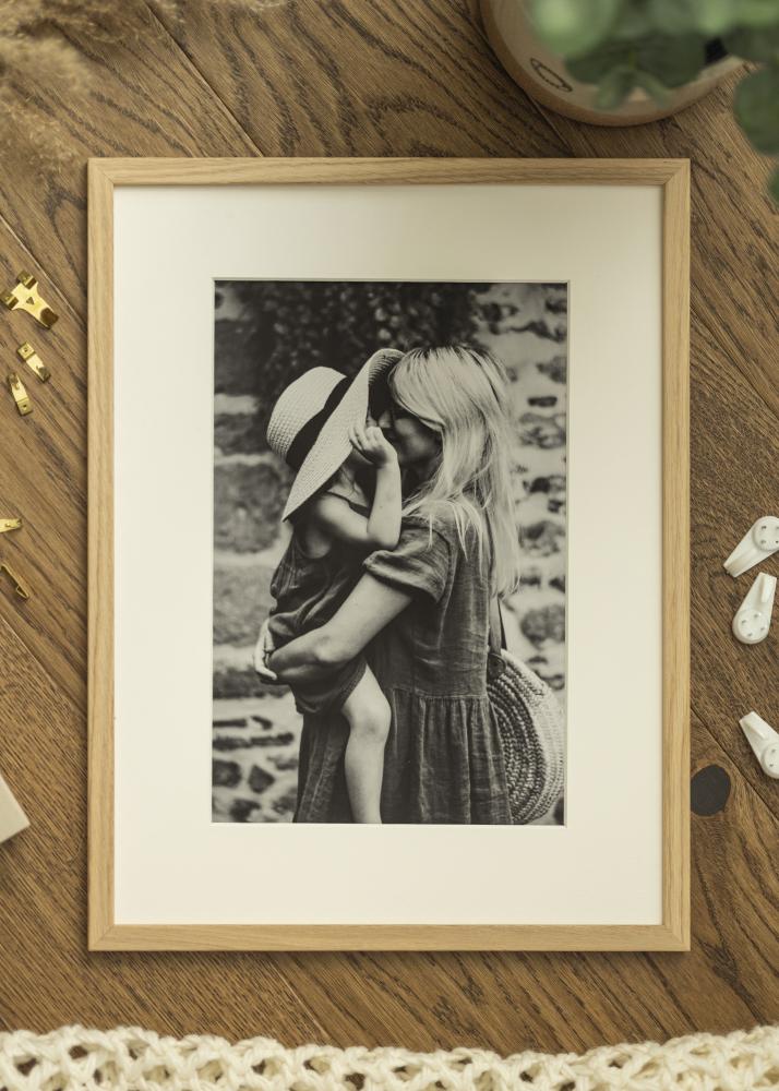 Ram med passepartou Frame Edsbyn Oak 30x40 cm - Picture Mount White 21x29.7 cm