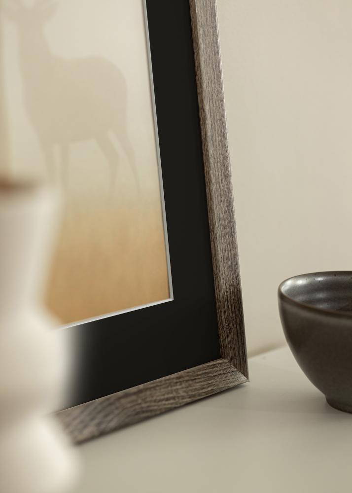 Ram med passepartou Frame Fiorito Walnut 50x60 cm - Picture Mount Black 16x20 inches