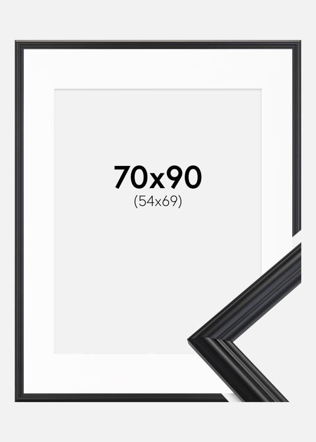 Ram med passepartou Frame Siljan Black 70x90 cm - Picture Mount White 55x70 cm