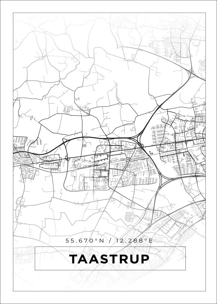 Bildverkstad Map - Taastrup - White Poster