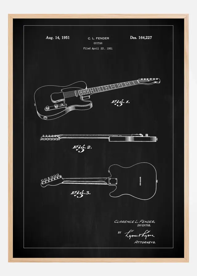 Bildverkstad Patent Print - Guitar - Black Poster