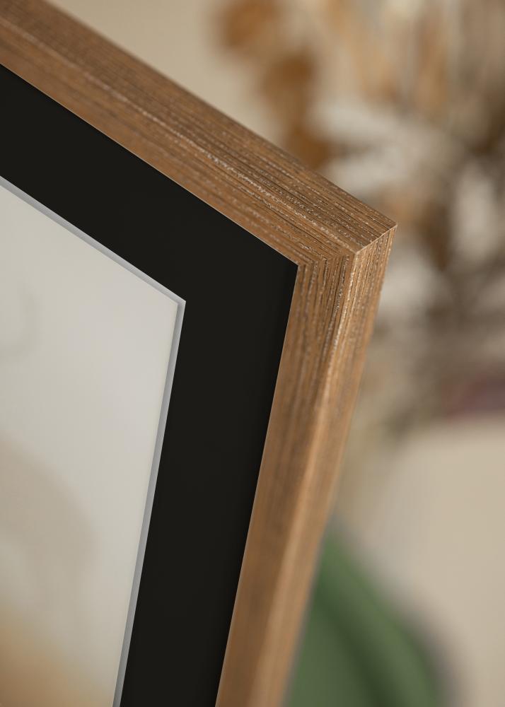 Ram med passepartou Frame Fiorito Dark Oak 42x59.4 cm (A2) - Picture Mount Black 25x38 cm