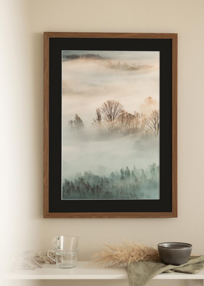 Ram med passepartou Frame Fiorito Dark Oak 50x60 cm - Picture Mount Black 35x45 cm