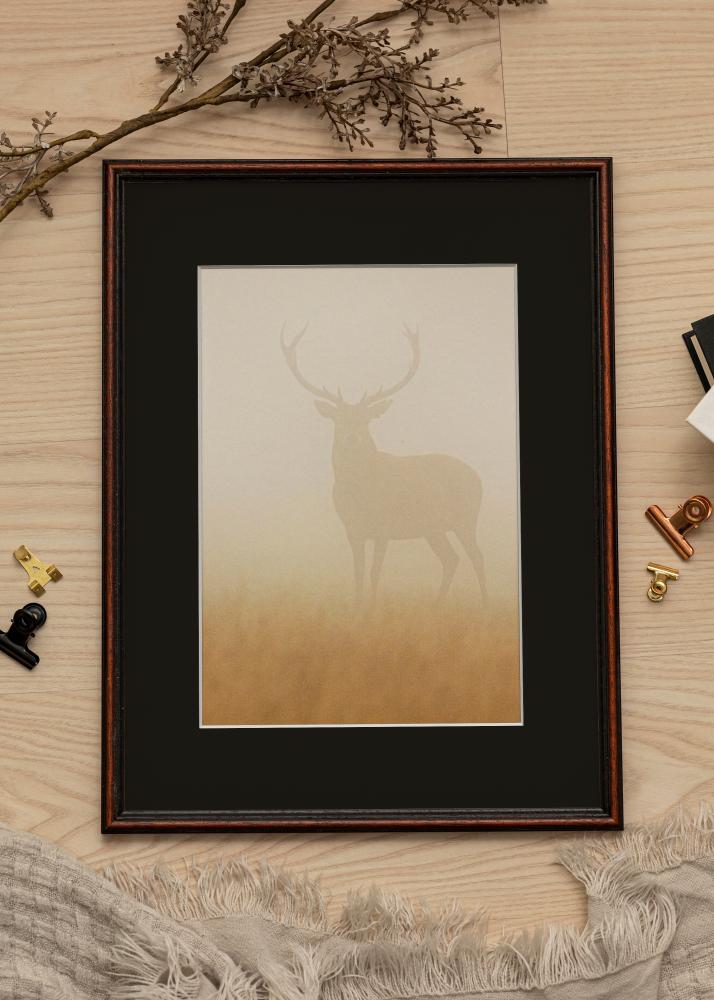 Ram med passepartou Frame Horndal Walnut 40x50 cm - Picture Mount Black 27x35 cm