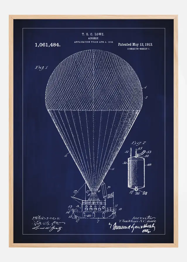 Bildverkstad Patent drawing - Airship - Blue Poster