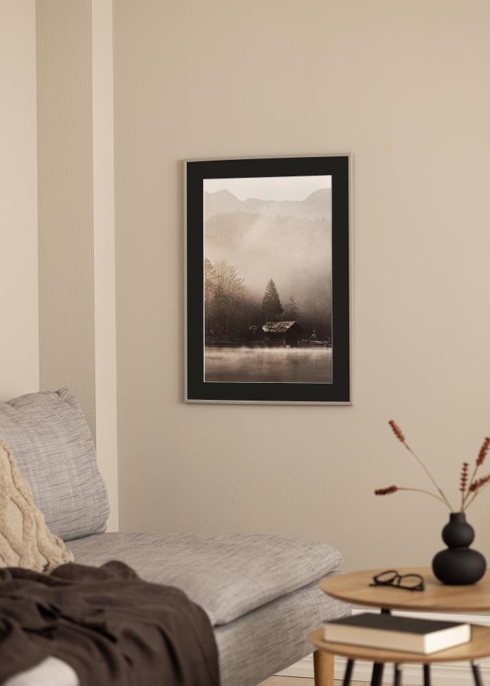 Ram med passepartou Frame New Lifestyle Earth Grey 40x60 cm - Picture Mount Black 25x50 cm