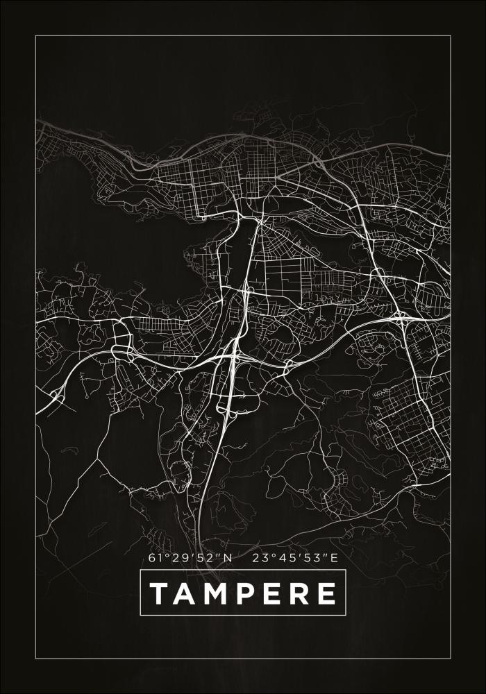 Bildverkstad Map - Tampere - Black Poster