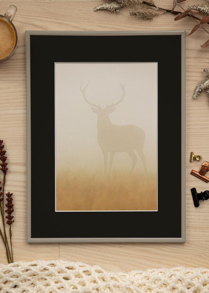 Ram med passepartou Frame New Lifestyle Earth Grey 40x60 cm - Picture Mount Black 25x50 cm