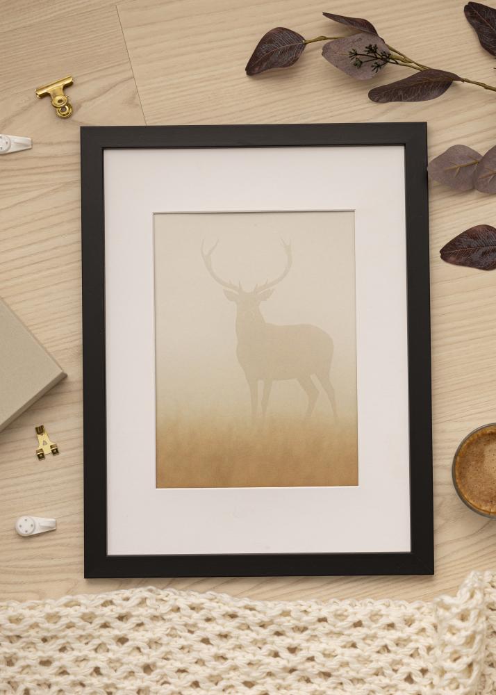 Ram med passepartou Frame Black Wood 70x70 cm - Picture Mount White 60x60 cm