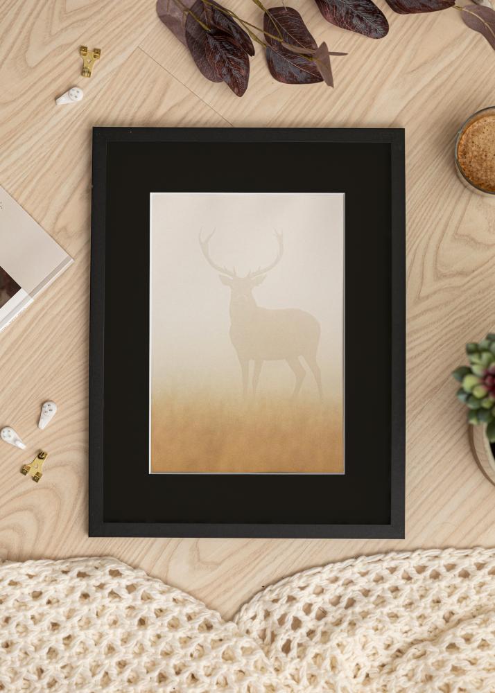 Ram med passepartou Frame Trendy Black 45x60 cm - Picture Mount Black 35x50 cm