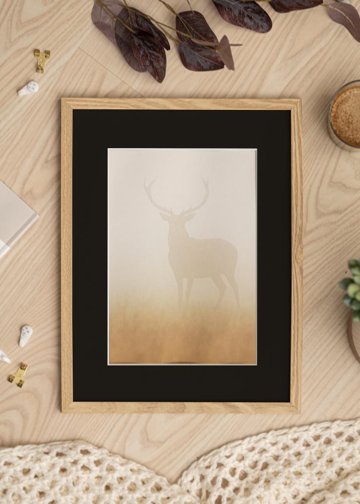 Ram med passepartou Frame Trendy Oak 40x40 cm - Picture Mount Black 10x10 inches