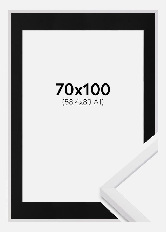 Ram med passepartou Frame E-Line Wide White 70x100 cm - Picture Mount Black 59.4x84 cm (A1)