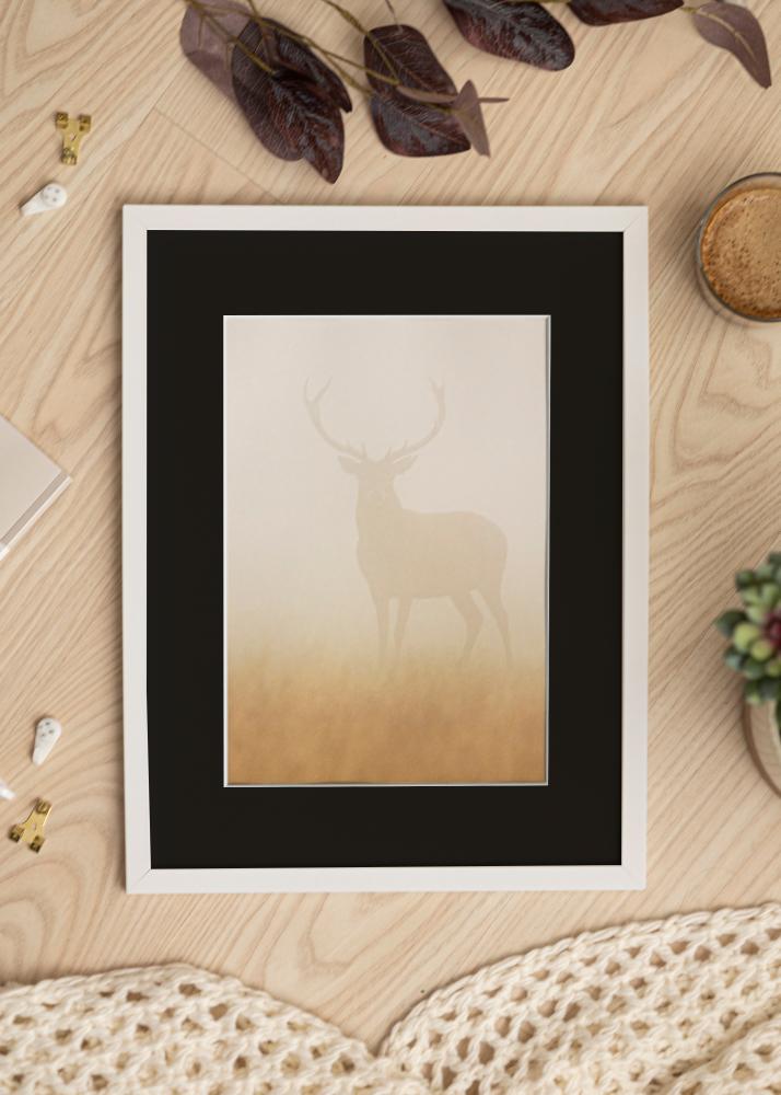 Ram med passepartou Frame Trendy White 50x70 cm - Picture Mount Black 16x24 inches