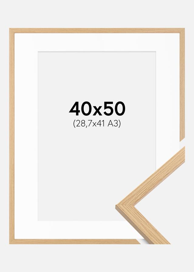 Ram med passepartou Frame Galant Oak 40x50 cm - Picture Mount White 29,7x42 cm (A3)