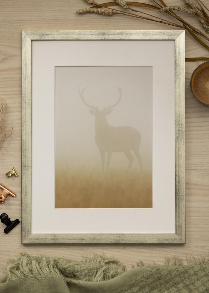 Ram med passepartou Frame Stilren Silver 50x60 cm - Picture Mount White 40x50 cm