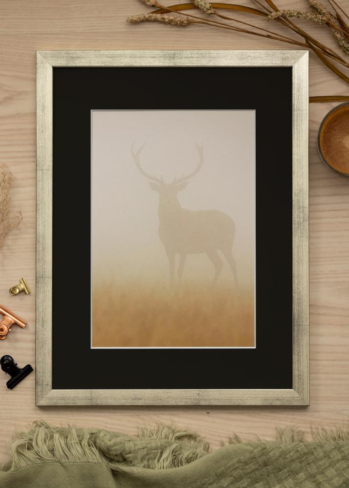 Ram med passepartou Frame Stilren Silver 60x60 cm - Picture Mount Black 50x50 cm