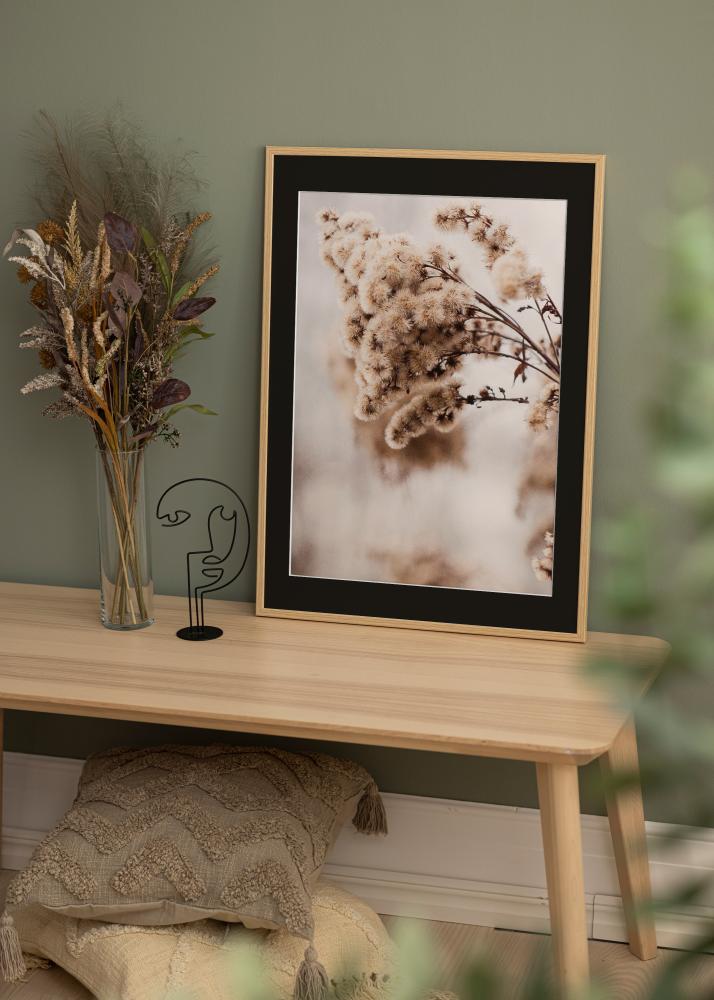 Ram med passepartou Frame Galant Oak 45x60 cm - Picture Mount Black 12x18 inches