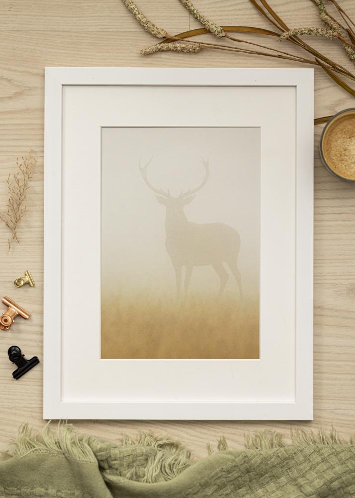 Ram med passepartou Frame White Wood 20x30 cm - Picture Mount White 10x20 cm