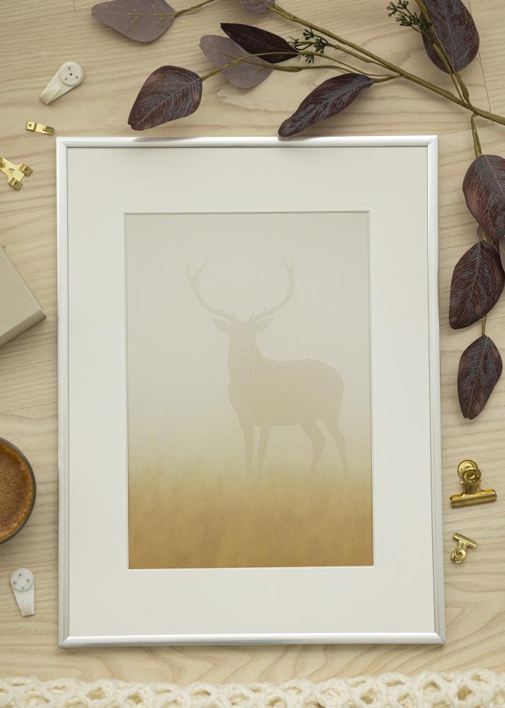 Ram med passepartou Frame New Lifestyle Silver 40x50 cm - Picture Mount White 27x35 cm