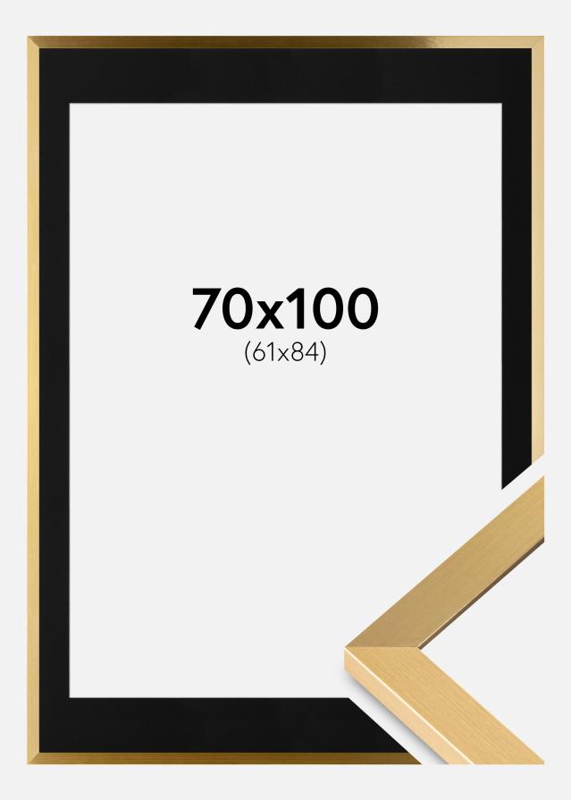 Ram med passepartou Frame Selection Gold 70x100 cm - Picture Mount Black 62x85 cm