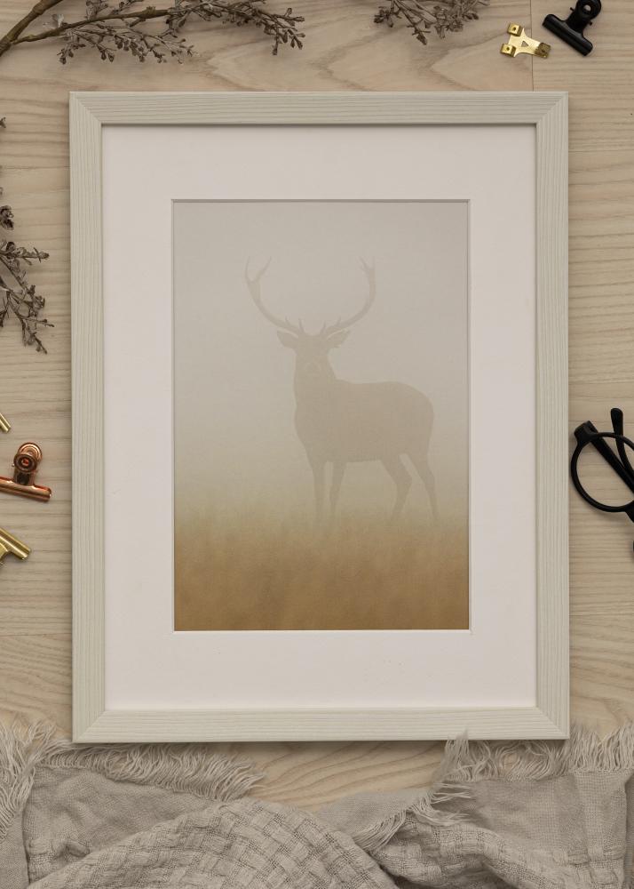 Ram med passepartou Frame Fiorito White 40x50 cm - Picture Mount White 27,5x37 cm