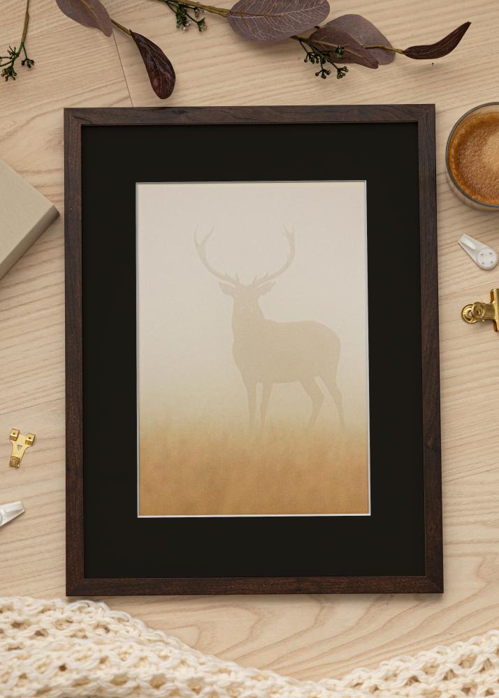 Ram med passepartou Frame Trendy Walnut 50x70 cm - Picture Mount Black 16x24 inches