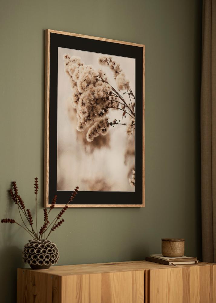 Ram med passepartou Frame E-Line Oak 50x70 cm - Picture Mount Black 33x56 cm