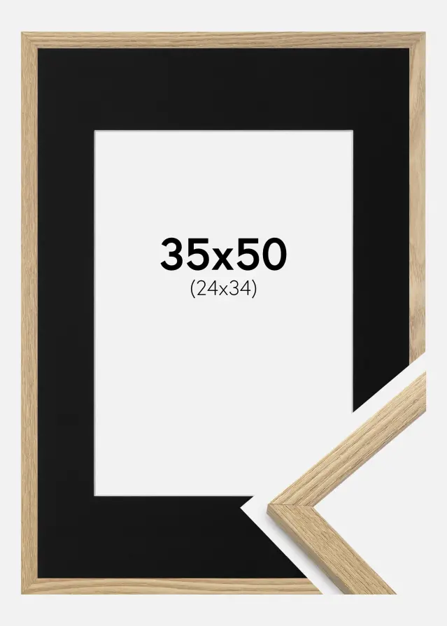 Ram med passepartou Frame Trendy Oak 35x50 cm - Picture Mount Black 25x35 cm