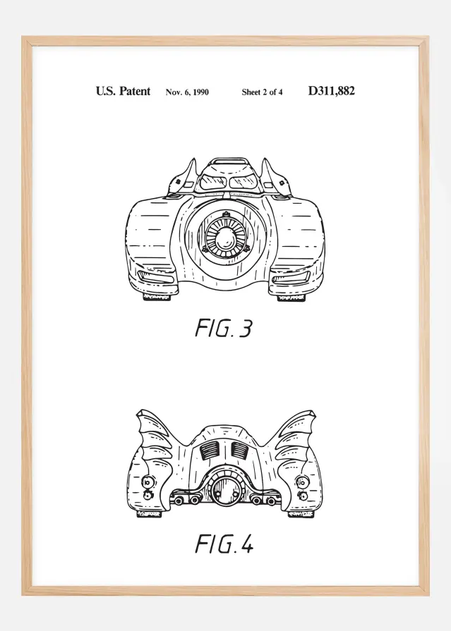 Bildverkstad Patent drawing - Batman - Batmobile 1990 II Poster