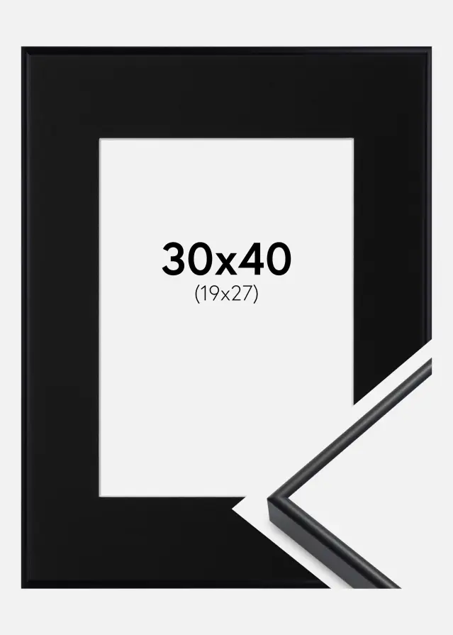 Ram med passepartou Frame Visby White 30x40 cm - Picture Mount Black 20x28 cm