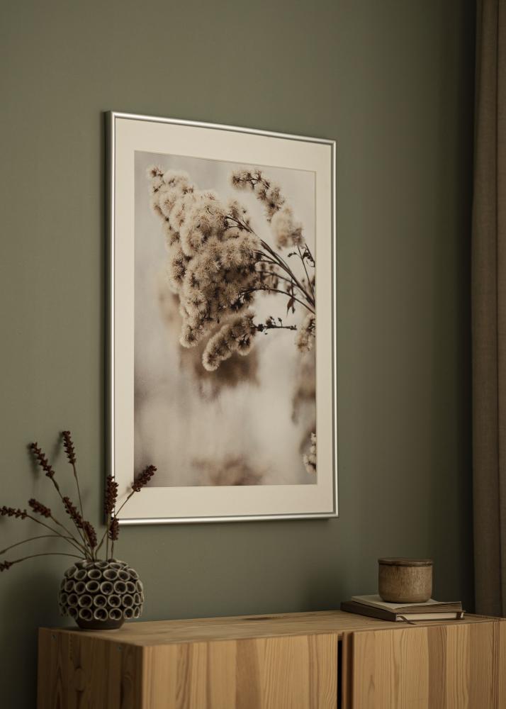 Ram med passepartou Frame Victoria Silver 70x100 cm - Picture Mount White 24x36 inches