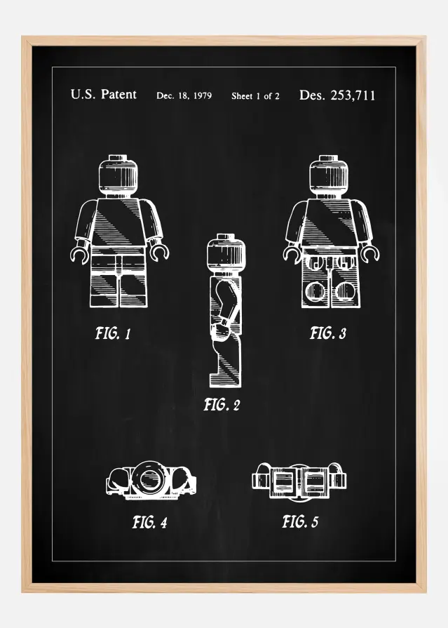 Bildverkstad Patent drawing - Lego I - Black Poster