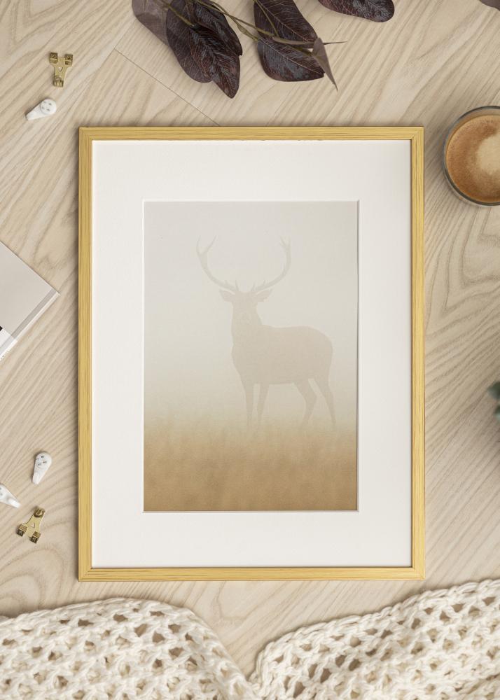 Ram med passepartou Frame Edsbyn Gold 40x70 cm - Picture Mount White 28x58 cm